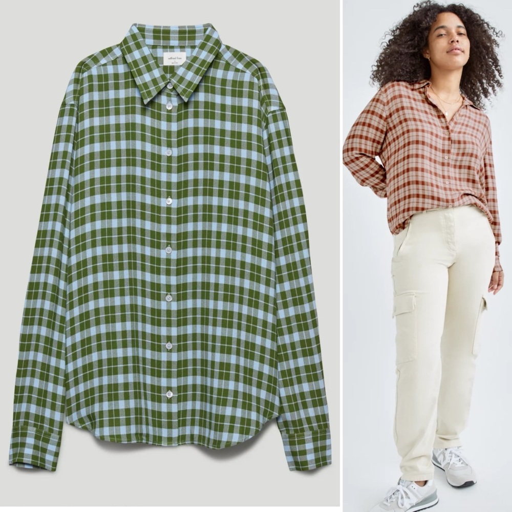 WILFRED FREE Hope Button-Up Long Sleeve Plaid Shirt
